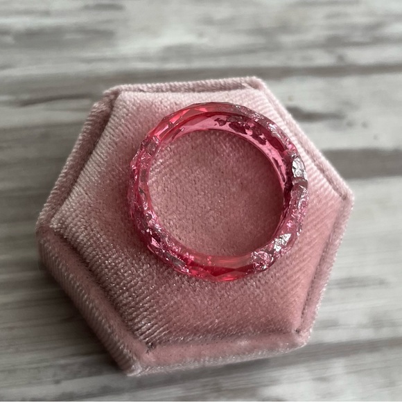Plastic Pink/Silver Ring - Size 10.5 - Picture 2 of 4